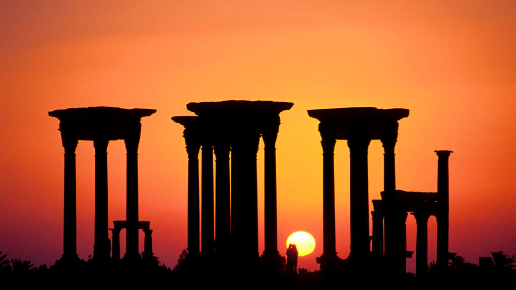 Sunrise. Tetrapylon. Palmyra. Syria.